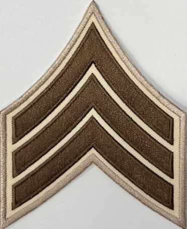 SERGEANT CHEVRONS - BROWN on BEIGE - SOLD in PAIRS.
